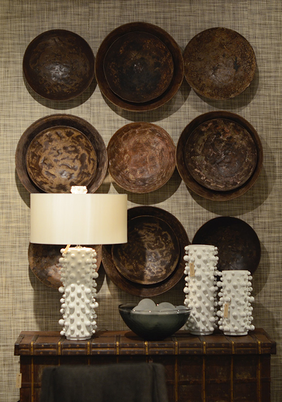Wall Statement: Iron-Bowls. rare Studio A Home pieces; all for sale in the showroom only  https://www.studioa-home.com