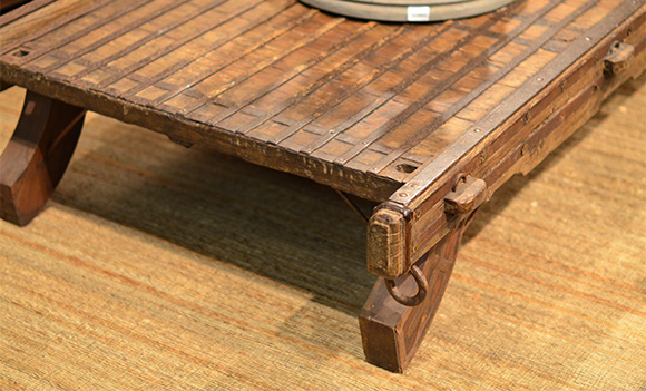 detail-Camel-Cart cocktail table:rare Studio A Home pieces; all for sale in the showroom only  https://www.studioa-home.com