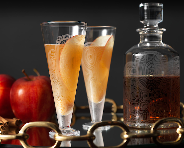 detail of bourbon apple pie craft cocktail